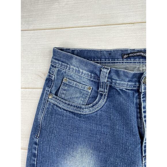 Modern Culture Distressed Destroyed Jeans Men's Size 38/32 Embroidered Pockets - Picture 2 of 13